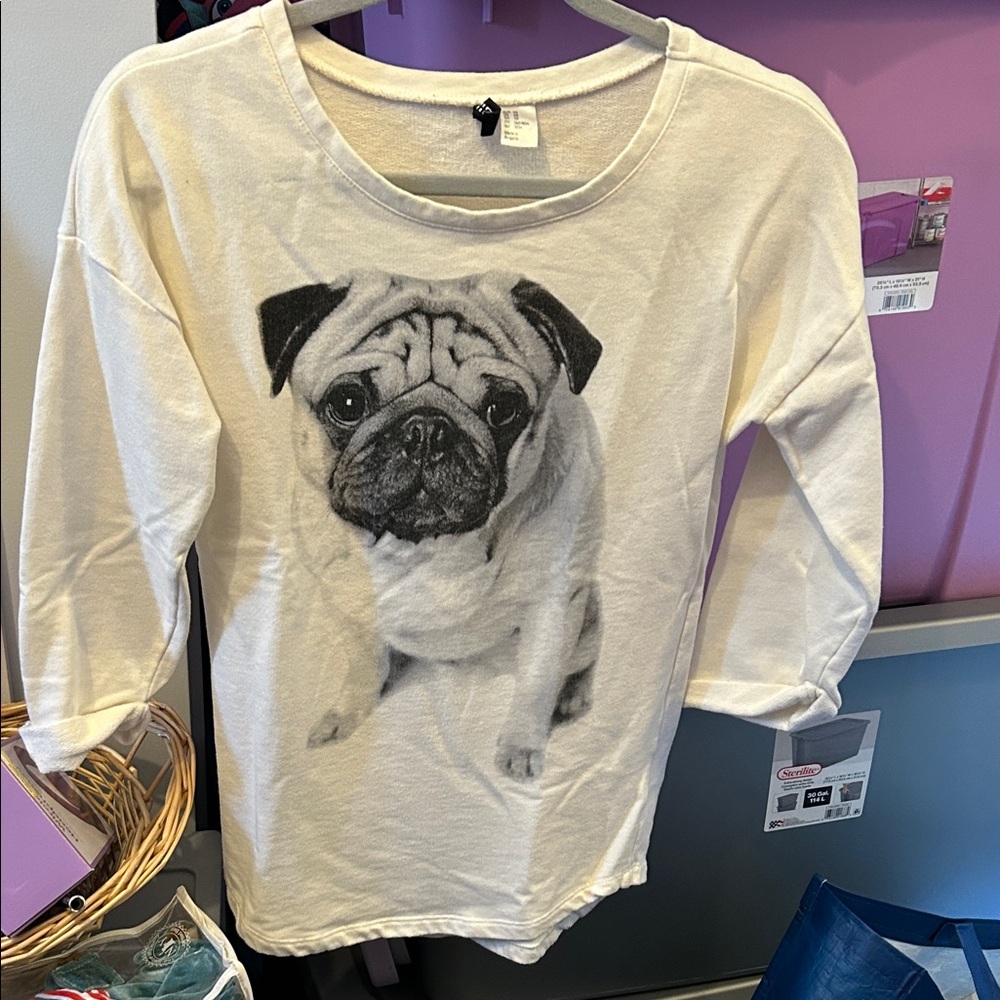 Cream Dog Print Sweatshirt
